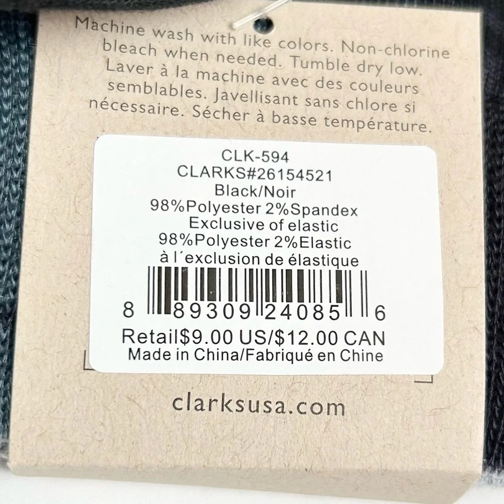 Clark Men’s Dress Socks Black Noir/Blue NWT
